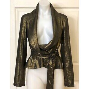 BCBGMAXAZARIA Gold “Christian” Wrap Blazer Jacket ✨RARE✨